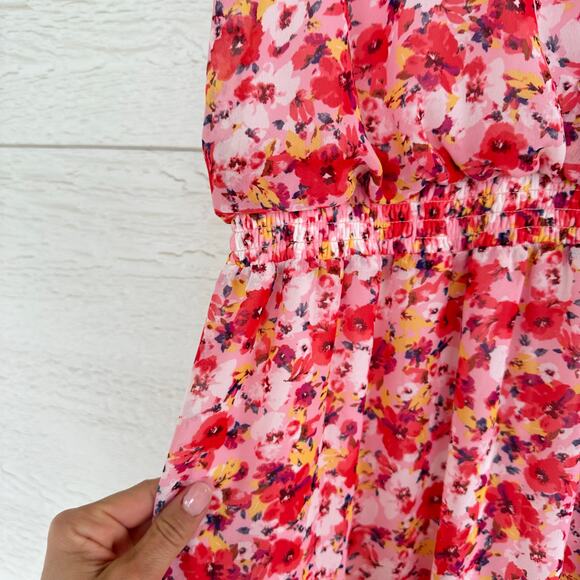 Laundry By Shelli Segal Floral Print Sleeveless Ruffles Casual Maxi Dress Red 10 - Picture 7 of 10